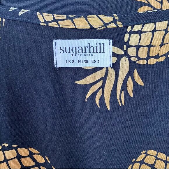Sugarhill Brighton 70s Elva Midi Slip Dress in Handcrafted Pineapple Batik XS - Picture 8 of 14